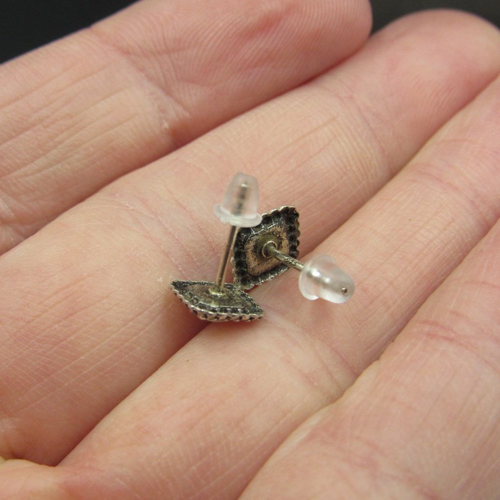 Sterling Silver Small Square Opal Stud Earrings V… - image 4